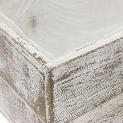 Floristik24 Caixa plantadora madeira creme vintage, castanho 32×16/28×13cm conjunto de 2