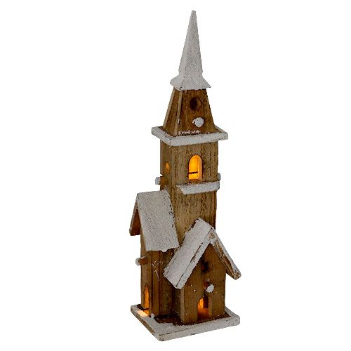 Floristik24 Igreja de madeira com iluminação 40cm