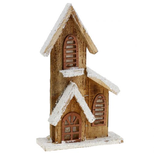 Floristik24 Igreja de madeira com iluminação LED branco quente 5L 16cm x 27cm