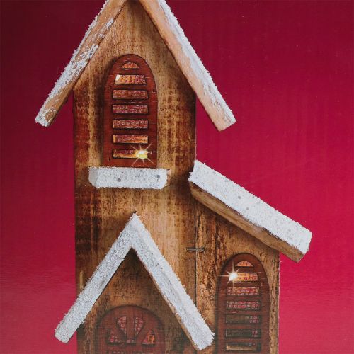 Floristik24 Igreja de madeira com iluminação LED branco quente 5L 16cm x 27cm