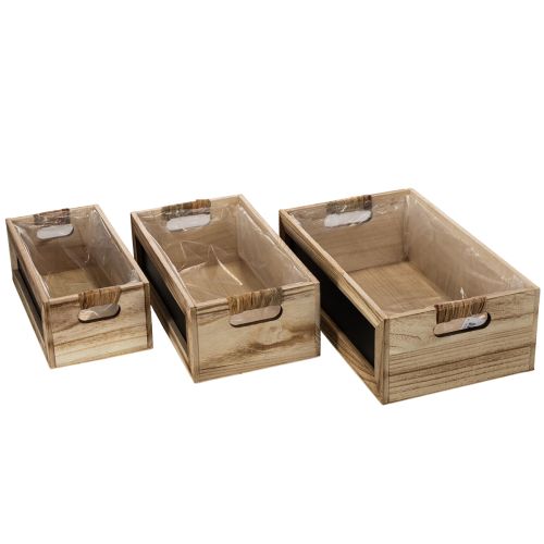 Caixa de madeira com quadro-negro para etiquetas, conjunto de 3 unidades, 36 cm | Floristik24.pt