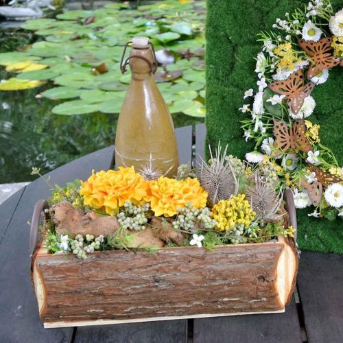 Itens Caixa de madeira para plantio, vaso com alças, floreira com casca 45,5 cm