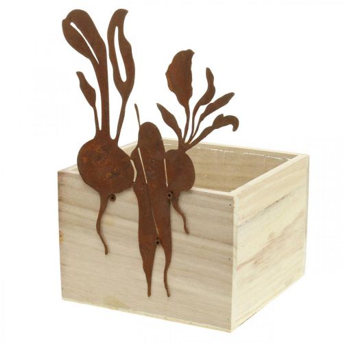 Floristik24 Caixa de plantas madeira com decoração ferrugem cachepot vegetal 17×17×12cm