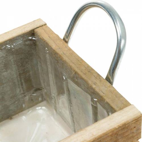 Floristik24 Caixa de plantas caixa de madeira com alças naturais 16,5×16,5cm
