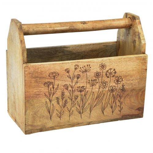 Caixa de madeira com alça caixa de ferramentas madeira 30x15x24cm