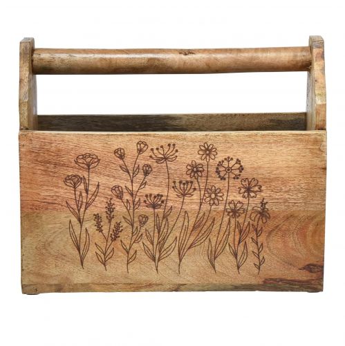 Floristik24 Caixa de madeira com alça caixa de ferramentas madeira 30x15x24cm