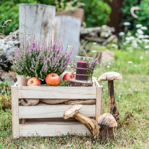 Floristik24 Caixa de madeira marrom natural 43,5cm / 37,7cm / 31,8cm conjunto de 3