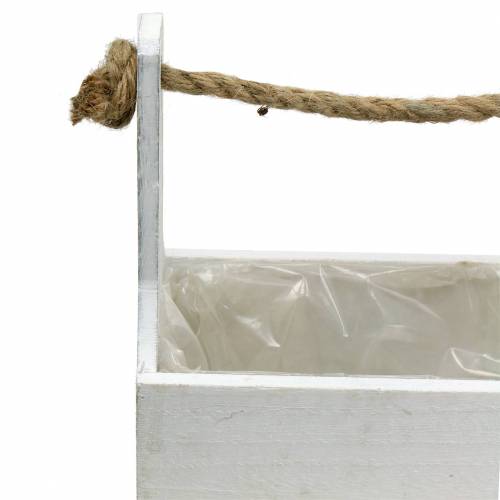 Floristik24 Caixa de ferramentas caixa de plantas com alça caixa de madeira branca 27 × 15cm / 22 × 10,5cm