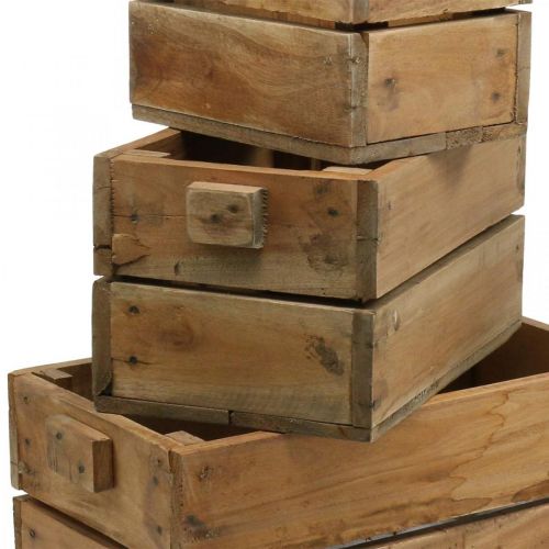 Floristik24 Caixa de madeira, floreira, plantador, conjunto de plantador natural L45 / 36 / 27cm H20.5 / 18 / 17cm conjunto de 3