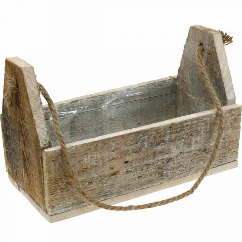 Floristik24 Caixa de madeira para plantar, caixa de ferramentas, caixa de planta com alça, decoração de madeira 30cm