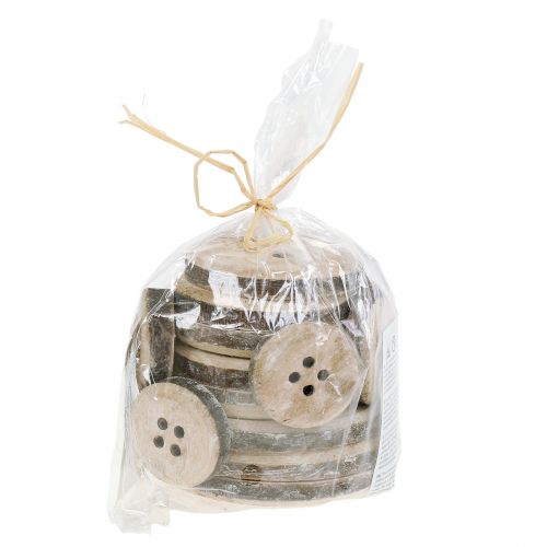 Floristik24 Botão decorativo feito de madeira, branco lavado 15pcs