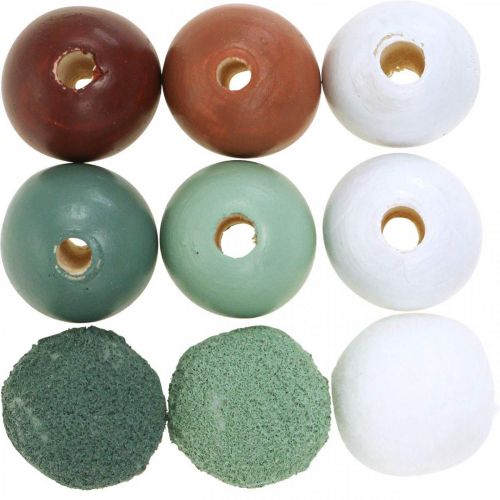 Itens Contas de madeira bolas de madeira para artesanato classificado verde Ø3cm 36pcs