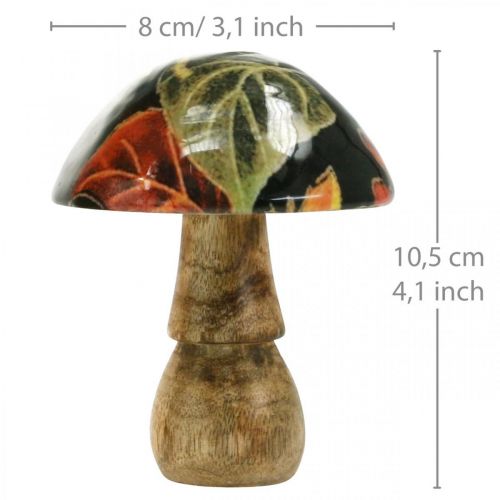 Floristik24 Folhas de cogumelo de madeira decoração de outono cogumelo madeira de manga preto, colorido Ø8cm H10.5cm