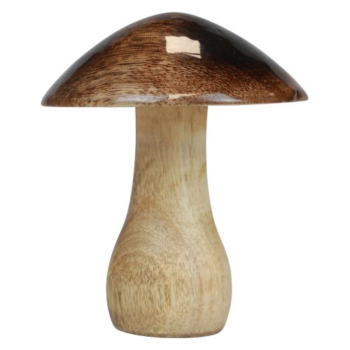 Floristik24 Decoração de cogumelo em madeira efeito brilho marrom natural Ø10cm Alt.12cm