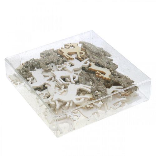 Floristik24 Decoração dispersa de veado de Natal em madeira 4 cm 72 unidades