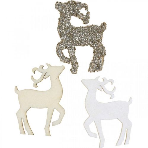 Floristik24 Decoração dispersa de veado de Natal em madeira 4 cm 72 unidades