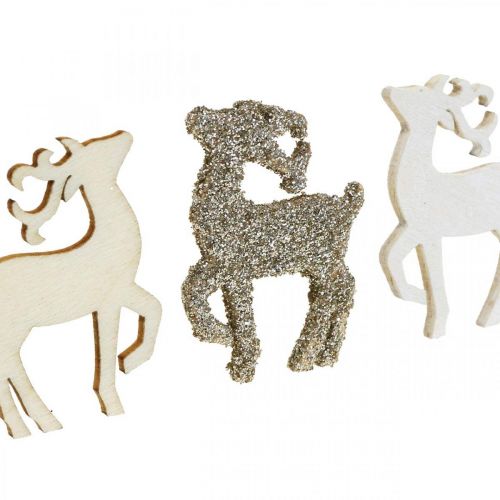 Floristik24 Decoração dispersa de veado de Natal em madeira 4 cm 72 unidades