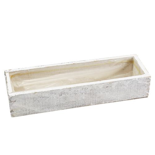Floristik24 Tigela de madeira para plantar branco 30cm x 9cm x 6cm