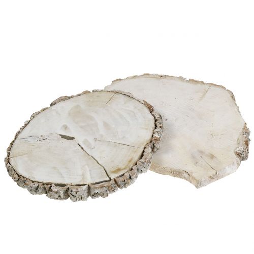Floristik24 Disco de madeira lavado em branco 13cm - 15cm 2pcs