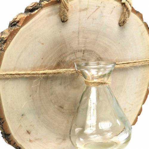 Floristik24 Disco de madeira com vaso de vidro para pendurar Ø22cm