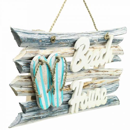 Floristik24 Placa de madeira “Beach House” decoração marítima suspensa 46×5×27cm