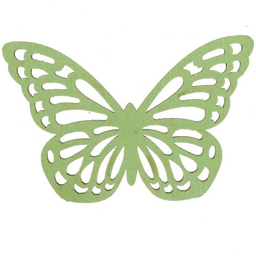 Floristik24 Borboleta de madeira verde / branco 5 cm 36 unidades