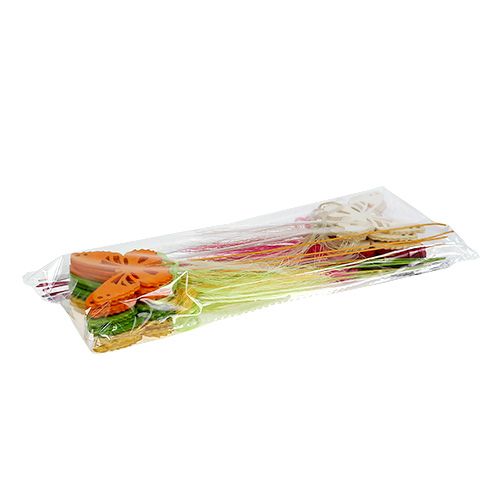 Floristik24 Borboletas de madeira em um fio, cores sortidas 8cm 24pcs