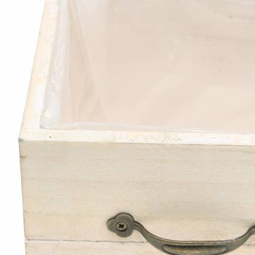 Floristik24 Floreira gaveta de madeira creme 15×15cm/12×12cm conjunto de 2