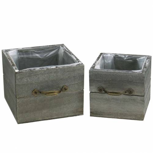 Itens Gaveta de madeira lavada cinza 15×15cm/12×12cm conjunto de 2