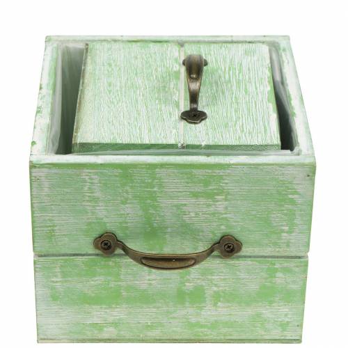 Itens Floreira gaveta de madeira verde claro 15x15/12x12cm conjunto de 2