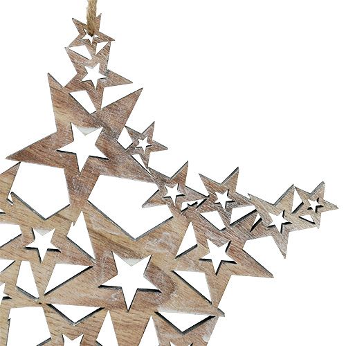 Floristik24 Estrela de madeira para pendurar 24cm x 24cm L35cm 1p