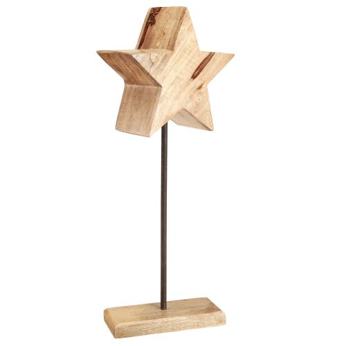 Itens Estrela de madeira natural com base de haste decoração estrela 20x9,5x50cm