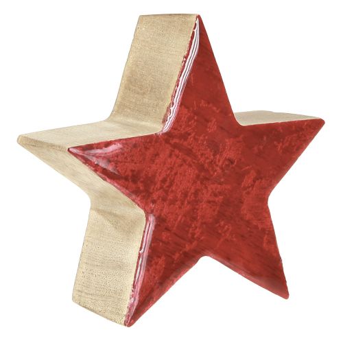 Floristik24 Estrela de madeira vermelha estrela natural decoração de mesa em madeira de manga Ø10cm 3 un