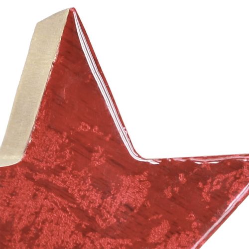 Floristik24 Estrela de madeira vermelha estrela natural decoração de mesa em madeira de manga Ø10cm 3 un