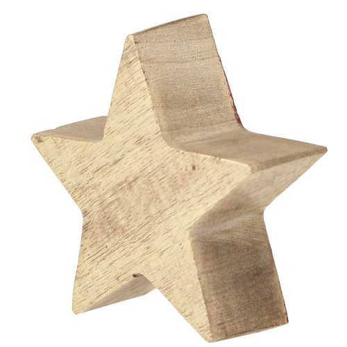 Floristik24 Estrela de madeira vermelha estrela natural decoração de mesa em madeira de manga Ø10cm 3 un