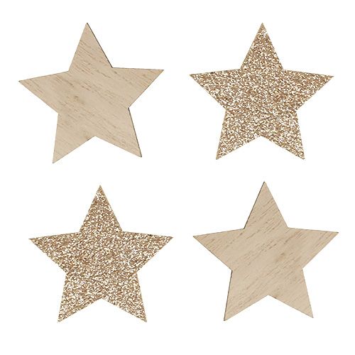 Floristik24 Decoração dispersa de estrelas de madeira da natureza com 72 peças de mica
