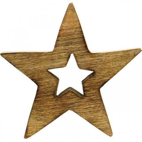 Floristik24 Estrela de madeira inflamada decoração de madeira estrela de natal em pé 15 cm