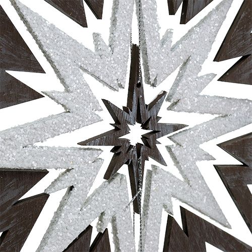 Itens Estrela de madeira para pendurar cinza, branco 48cm x 40cm