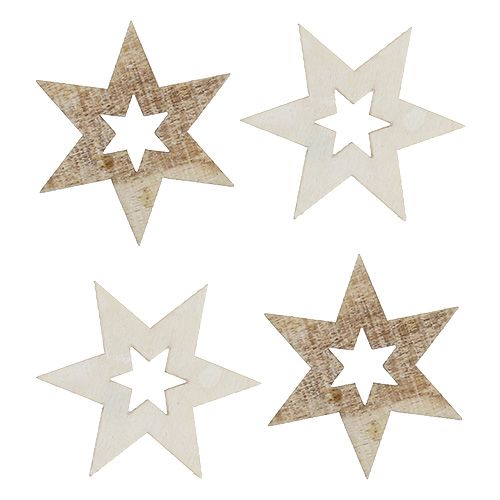 Estrelas de madeira 4cm natural/branca 72 un