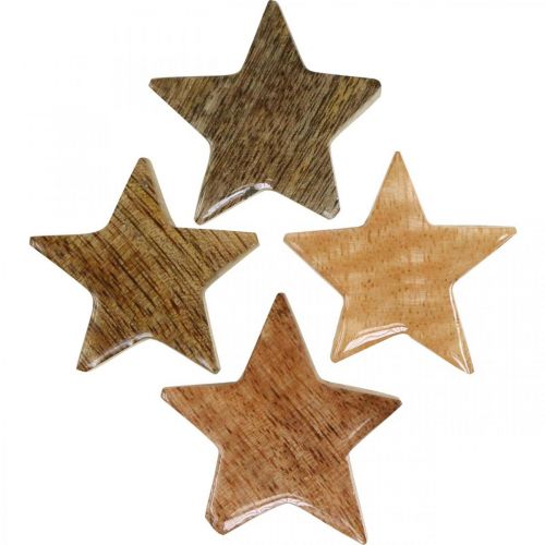 Floristik24 Estrelas de madeira decoração espalhada estrela Natal brilho natural Alt.5cm 12 unidades