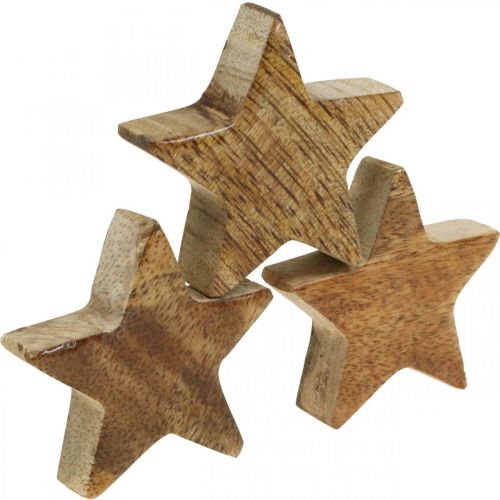Itens Estrelas de madeira decoração espalhada estrela Natal brilho natural Alt.5cm 12 unidades