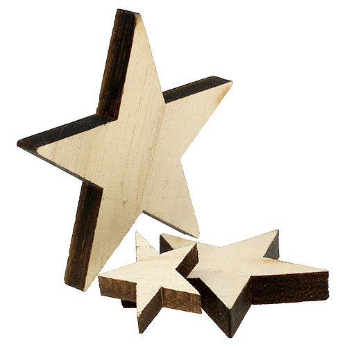 Floristik24 Estrelas de madeira 2,5cm -7cm naturais 48 un