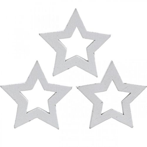 Floristik24 Estrelas de madeira decoração espalhadas estrelas de Natal brancas 3 cm 72 unidades