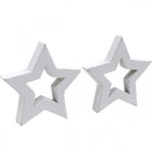 Floristik24 Estrelas de madeira decoração espalhadas Estrelas de Natal brancas 3 cm 72 unidades