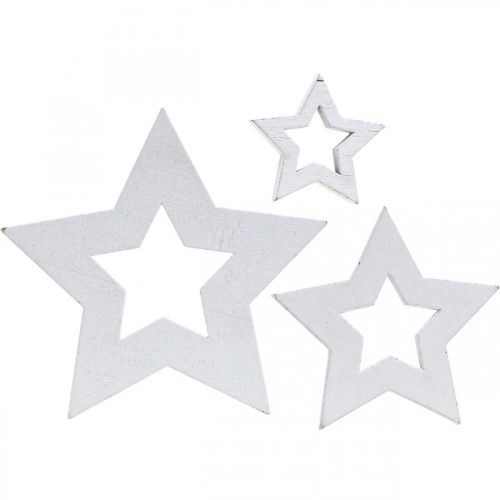 Estrelas de madeira branca decoração espalhada Natal 3/5/7cm 48p