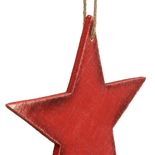 Itens Estrelas de madeira para pendurar 16,5 cm / 20 cm vermelho 6 unidades