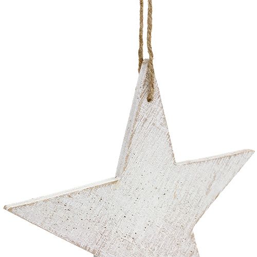 Floristik24 Estrelas de madeira para pendurar 16,5cm / 20cm brancas 6pcs
