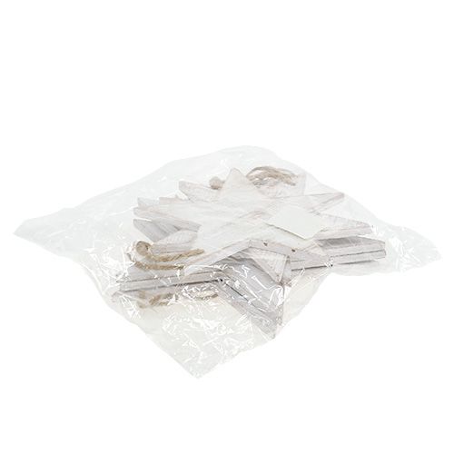 Floristik24 Estrelas de madeira para pendurar 16,5cm / 20cm brancas 6pcs