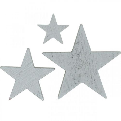 Floristik24 Estrelas de madeira deco granulado Natal cinza 3/5/7cm 29p