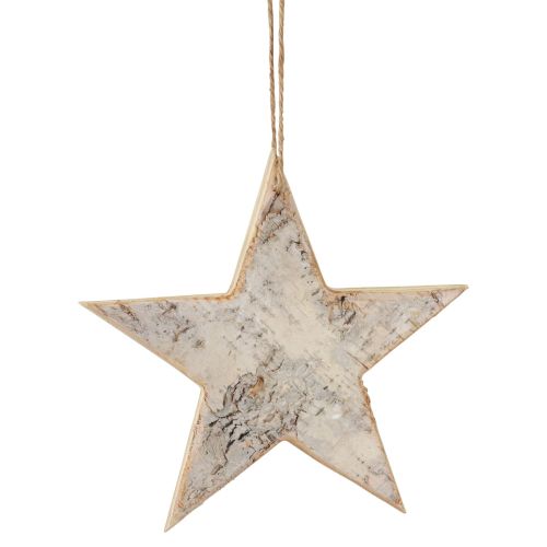 Cabide decorativo de madeira com estrelas decoração rústica madeira branca Ø20cm